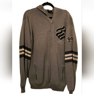 VINTAGE Y2K Rocawear Knitted Full-Zip Hoodie Sweater XL 99 Sleeve Streetwear